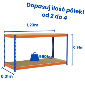 Riveto workbench 0.91 (h) x 1.23 x 0.32 m, 590 kg shelf load capacity, chipboard top