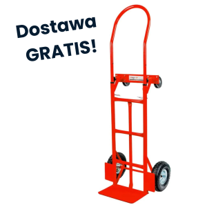 Foldable 2-in-1 transport trolley, sack truck and platform trolley, warehouse trolley, 250 kg, red