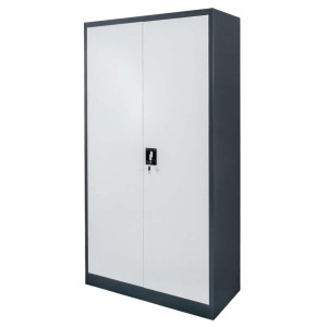 FURVERO W-101 G/S metal office cabinet for documents graphite / grey front W-90 cm D-40 cm H-185 cm flat-pack (bolted)