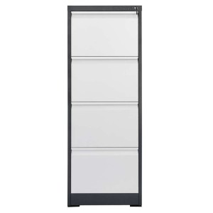 Metal filing cabinet FURVERO W4S G/S with 4 drawers for A4 documents, graphite body / grey front, W-45 cm, D-62 cm, H-134 cm, assembly required (bolt-assembled), version N