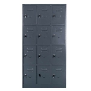 BHP locker cabinet J-90/12, 12-door, graphite, W-90 cm D-50 cm H-180 cm, knock-down (flat-pack) version