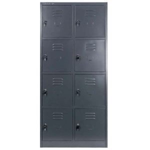 BHP locker cabinet J-80/8, 8-door, graphite, W-80 cm D-50 cm H-180 cm, knock-down (flat-pack) version