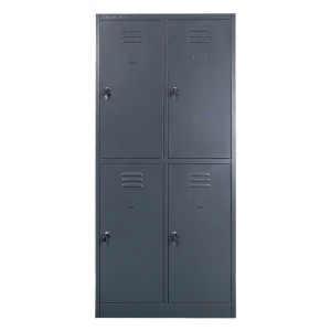 BHP wardrobe locker cabinet J-80/4, 4-door, graphite, W-80 cm D-50 cm H-180 cm, knock-down (flat-pack) version