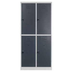 Wardrobe locker unit (OHS compliant) J-80/4, 4-door, grey body / graphite front, W-80 cm D-50 cm H-180 cm, knock-down (assembly required) version N