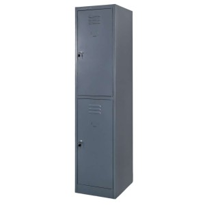 OHS compartment wardrobe locker J-40/2, 2-door, graphite, W-40 cm D-50 cm H-180 cm, knock-down (assembly required) version N