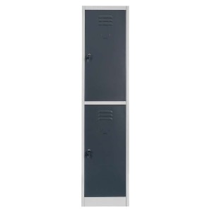 OHS compartment wardrobe locker J-40/2, 2-door, grey body / graphite front, W-40 cm D-50 cm H-180 cm, knock-down (assembly required) version N