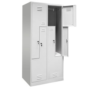 OHS wardrobe locker J-80/L, 4-door L-type, grey, W-80 cm D-50 cm H-180 cm, knock-down (assembly required), pallet shipping, version N