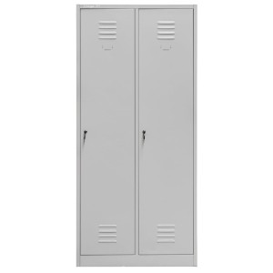 Wardrobe locker BHP J-80, 2-door, with compartments, grey, W-80 cm, D-50 cm, H-180 cm, assembled (pallet shipping) N