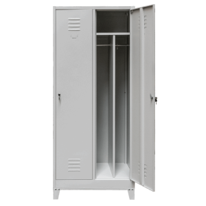 BHP clothing locker J-80 on base with legs, 2-door with partitions, grey, W-80 cm, D-50 cm, H-190 cm, flat-pack (self-assembly) N