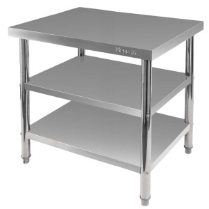 Stainless steel central table with 2 shelves X STANDARD L-100 cm D-60 cm H-85 cm N