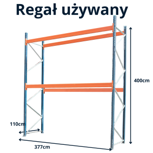Mecalux Pallet Racking 0+2 H-400 cm L-377 cm Starter Bay, Load Capacity per Beam Pair 2648 kg – USED