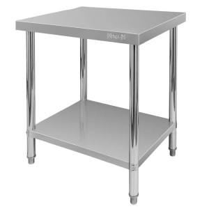 Stainless steel central table with a shelf X STANDARD L-60 cm D-60 cm H-85 cm N