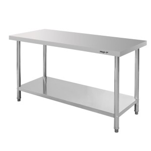 Central stainless steel table with shelf STANDARD W-150 cm D-70 cm H-85 cm N