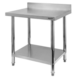 Wall-mounted stainless steel table with STANDARD shelf – W-80 cm D-70 cm H-85 cm N