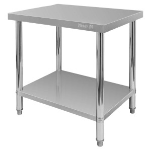 Stainless steel central table with a shelf X STANDARD L-80 cm D-60 cm H-85 cm N