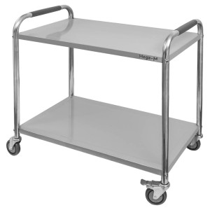2-tier stainless steel service trolley STANDARD W-90 cm D-50 cm H-90 cm, N