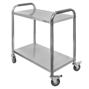 2-tier stainless steel service trolley STANDARD W-85 cm D-45 cm H-90 cm, N