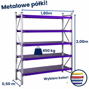 HayRax FleXo warehouse shelving unit 200×180×50 cm, 450 kg load capacity, 5 levels, starter bay