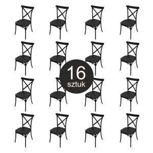 Industrial banquet chair FURVERO BOHO PP with eco-leather cushion black color SET of 16 pcs N