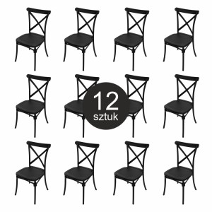 Industrial banquet chair FURVERO BOHO PP with eco-leather cushion black color SET of 12 pcs N
