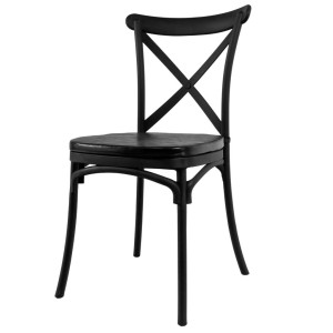 FURVERO BOHO PP Industrial Banquet Chair with Eco-Leather Cushion, Black Color