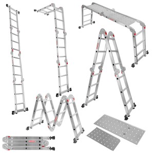 WERKBERG 4×3 Aluminum Multi-Function Ladder with Platform N