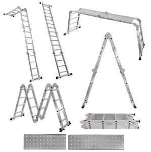 WERKBERG 4×4 Aluminum Multi-Function Ladder with Platform N