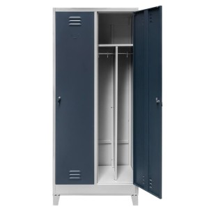 BHP clothing locker J-80 on base with legs, 2-door with partitions, grey/graphite front, W-80 cm, D-50 cm, H-190 cm, flat-pack (self-assembly) N