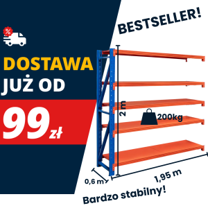 FORTIS LIGHT 5-shelf warehouse racking unit H-200 cm W-195 cm D-60 cm add-on module