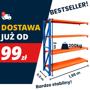FORTIS LIGHT 4-shelf warehouse racking unit 200 cm (H) × 195 cm × 50 cm add-on module