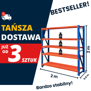 Warehouse shelving unit 5-shelf FORTIS LIGHT H-200 cm W-200 cm D-60 cm base module, pallet shipping