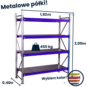 HayRax FleXo warehouse shelving unit 200×180×40 cm, 450 kg load capacity, 4 shelves, starter unit