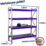 HayRax FleXo warehouse shelving unit 200×180×50 cm, 450 kg load capacity, 4 shelves, starter unit