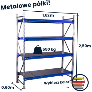 Hayrax FleXo 250x150x60 cm Warehouse Rack, 4 Shelves, 550 kg Load Capacity, Base Module