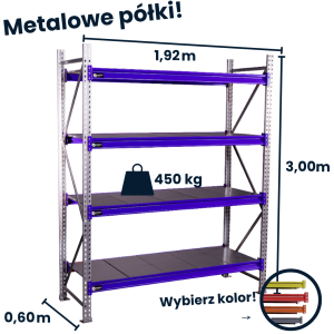 HayRax FleXo 300x180x60 cm Warehouse Rack, 4 Shelves, 450 kg Load Capacity, Base Module