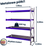 Hayrax Flexo storage rack 200 × 150 × 60 cm, 550 kg load capacity, 4 shelves, add-on (extension) unit