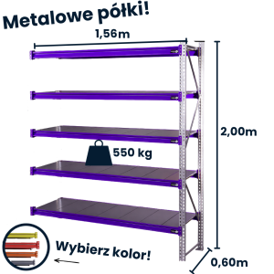 HayRax FleXo storage rack 200 × 150 × 60 cm, 550 kg load capacity, 5 shelves, add-on module