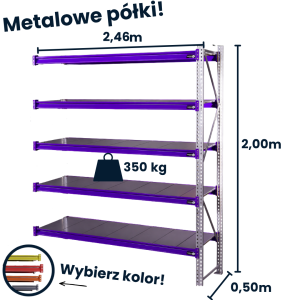 HayRax FleXo storage rack 200 × 240 × 50 cm, 350 kg load capacity, 5 shelves, add-on module