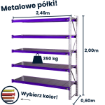 HayRax FleXo storage rack 200 × 240 × 60 cm, 350 kg load capacity, 5 shelves, add-on module