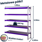 HayRax FleXo storage rack 250 × 150 × 60 cm, 550 kg load capacity, 5 shelves, add-on module