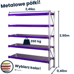HayRax FleXo warehouse shelving unit 250 × 240 × 40 cm, 350 kg load capacity, 5 levels, add-on module
