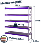 HayRax FleXo warehouse shelving unit 300 × 150 × 50 cm, 550 kg load capacity, 5 levels, add-on module