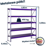 Hayrax FleXo Warehouse Rack 200x180x40 cm, 450 kg Load Capacity, 5 Shelves, Base Module