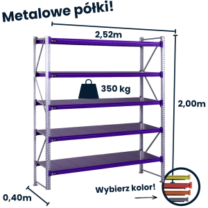 HayRax FleXo warehouse shelving unit 200×240×40 cm, 350 kg load capacity, 5 levels, starter bay