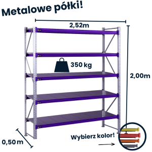 HayRax FleXo warehouse shelving unit 200×240×50 cm, 350 kg load capacity, 5 levels, starter bay