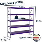 Hayrax FleXo warehouse shelving unit 250×150×40 cm, 550 kg load capacity, 5 levels, starter bay