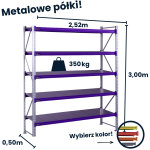 HayRax FleXo storage rack 300 × 240 × 50 cm, 350 kg load capacity, 5 shelves, starter (base) unit