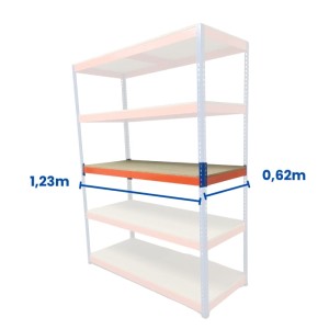 Complete shelf for Riveto shelving 1231 x 620 mm, with 16 mm chipboard panel